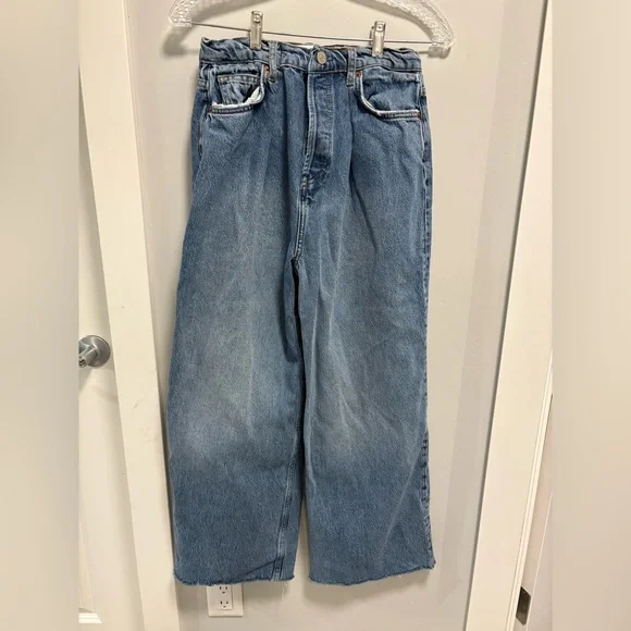 Reformation Pleated Reworked High Rise Wide Leg Jeans -27 - Picture 4 of 13